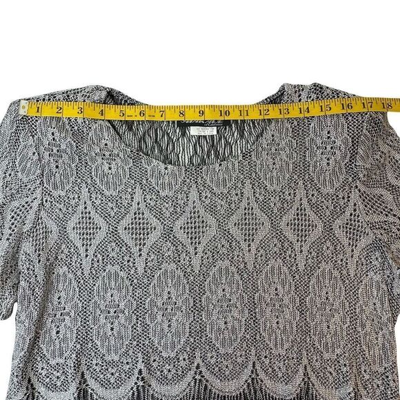 Shair Aide of CA Vintage Metallic Gold Black Lace Crop Top Fringe Hem Size 12 - Picture 12 of 15